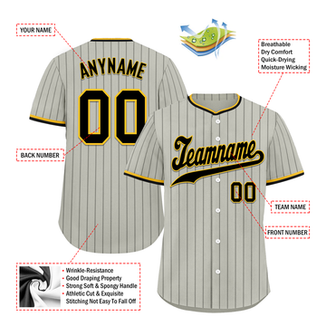 Custom Grey Classic Style Black Personalized Authentic Baseball Jersey BSBJ01-bd0faef