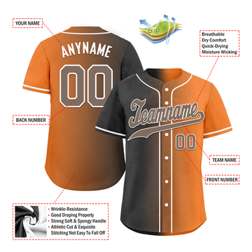 Custom Grey Orange Gradient Fashion Personalized Authentic Baseball Jersey BSBJ01-D0a7097