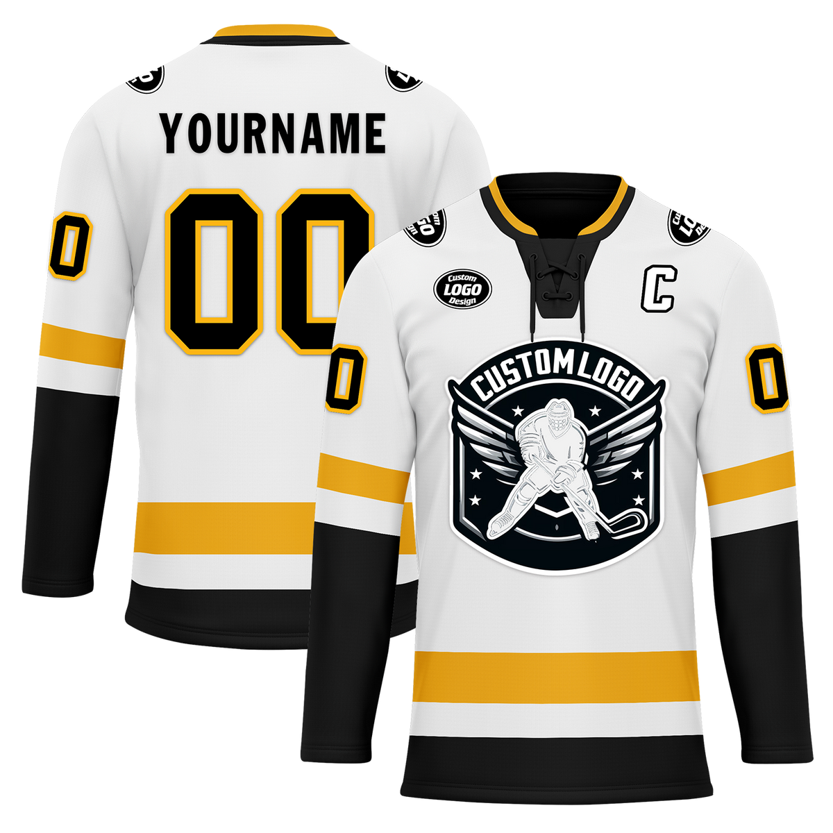 Coolcustomize Custom White Black Personalized Hockey Jersey
