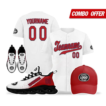 Custom White And Red Jersey Maxsoul Shoes And Hat Combo Offer Personalized,ZH-24020088