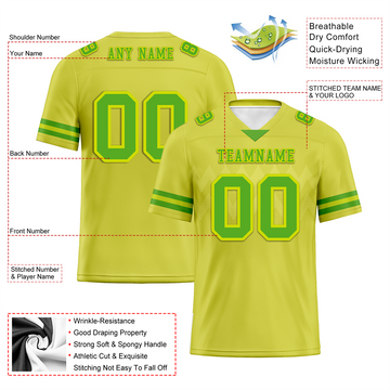 Custom Yellow Sleeve Stripes Green Personalized Authentic Football Jersey FBJ02-bc0f0d9